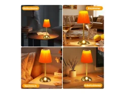Lámpara de mesa inalámbrica Nettlife (juego de 2) - Lámpara de noche táctil regulable, 3 colores, pantalla de tela, recargable por USB, para dormitorio