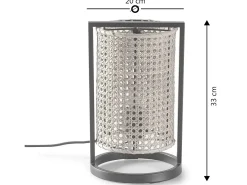 Lámpara de mesa Isao de ratán natural, diámetro 20 cm
