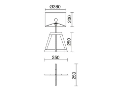 Lámpara de mesa KARA estilo moderno y clásico - D.38 cm x Alt. 45 cm - E27 40W - cable 2 mts - on&off - IP20 - madera - acero y algodón blanco