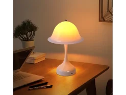 Lámpara de mesa LED blanca inalámbrica Nettlife: lámpara táctil con 3 colores regulables, recargable por USB, moderna para sala de estar y dormitorio.
