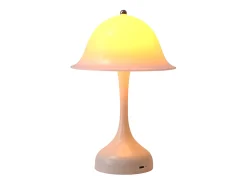 Lámpara de mesa LED blanca inalámbrica Nettlife: lámpara táctil con 3 colores regulables, recargable por USB, moderna para sala de estar y dormitorio.