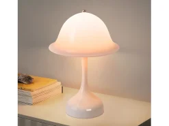 Lámpara de mesa LED blanca inalámbrica Nettlife: lámpara táctil con 3 colores regulables, recargable por USB, moderna para sala de estar y dormitorio.