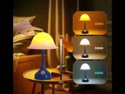 Lámpara de mesa LED inalámbrica Nettlife: lámpara de noche táctil regulable, 3 temperaturas de color, recargable por USB, diseño moderno