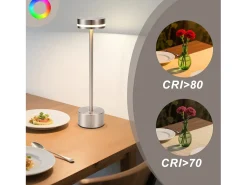 Lámpara de mesa LED inalámbrica Nettlife, funciona con pilas, regulable, recargable por USB-C, táctil dorada, para escritorio (plateada, paquete de 2)