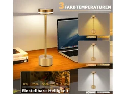 Lámpara de mesa LED inalámbrica NETTLIFE, funciona con pilas, regulable, recargable por USB-C, control táctil, dorada(dorada, paquete de 2)
