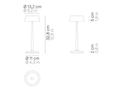 Lámpara de mesa LED inteligente Wi-Fi SISTER LIGHT Zafferano, color marfil, recargable y regulable