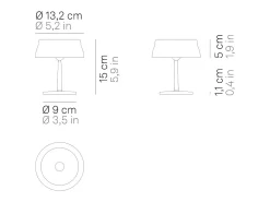Lámpara de mesa LED inteligente Zafferano Sister Light Mini Wi-Fi negro perla recargable regulable 2200/2700/3000/4000K 3,2 W 17 cm