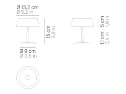 Lámpara de mesa LED inteligente Zafferano SISTER LIGHT MINI Wi-Fi, color negro perla, recargable y regulable