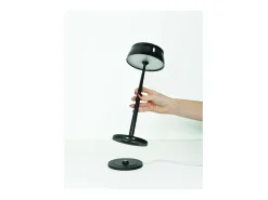 Lámpara de mesa LED inteligente Zafferano SISTER LIGHT Wi-Fi, color negro perla, recargable y regulable