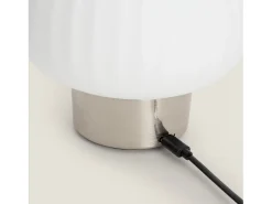 Lámpara de Mesa LED Metal Portátil Exterior con Batería USB Recargable Aluzna Níquel