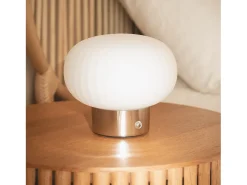 Lámpara de Mesa LED Metal Portátil Exterior con Batería USB Recargable Aluzna Níquel