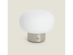 Lámpara de Mesa LED Metal Portátil Exterior con Batería USB Recargable Aluzna Níquel