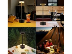 Lámpara de mesa LED NETTLIFE a pilas, inalámbrica, regulable, recargable por USB-C, control táctil, para dormitorio y oficina (negra, paquete de 2)