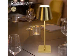 Lámpara de mesa LED NETTLIFE Vintage dorada, inalámbrica, táctil, regulable, para mesita de noche, 3 temperaturas de color