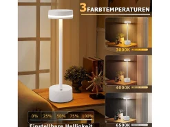 Lámpara de mesa LED NETTLIFE, a pilas, inalámbrica, regulable, recargable por USB-C, control táctil, para dormitorio y comedor (blanca, paquete de 2)