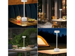 Lámpara de mesa LED NETTLIFE, a pilas, inalámbrica, regulable, recargable por USB-C, control táctil, para dormitorio y comedor (blanca, paquete de 2)