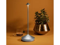 Lámpara de mesa LED Pina Pro, recargable y regulable, hoja de plata, azafrán, 2200-2700-3000K