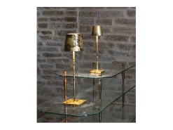 Lámpara de mesa LED Poldina Pro con craquelado de hoja de oro negro, recargable y regulable, con batería de hasta 12 horas
