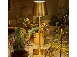 Lámpara de mesa LED Poldina Pro Gold Leaf recargable y regulable con batería de hasta 12 horas
