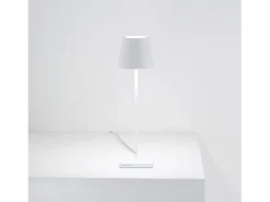 Lámpara de mesa LED Poldina blanca regulable con cable de 230 V, 11 x 38 cm - Diseño moderno en aluminio