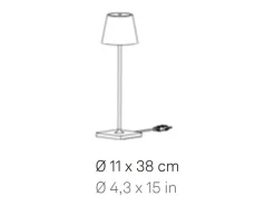 Lámpara de mesa LED Poldina blanca regulable con cable de 230 V, 11 x 38 cm - Diseño moderno en aluminio