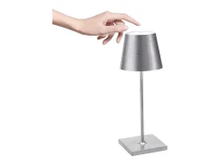 Lámpara de mesa LED Poldina Pro Mini Silver Leaf recargable y regulable con batería de hasta 12 horas
