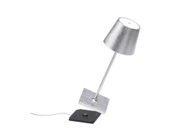 Lámpara de mesa LED Poldina Pro Mini Silver Leaf recargable y regulable con batería de hasta 12 horas