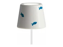 Lámpara de mesa LED Poldina Lido pez azul recargable y regulable con batería de hasta 12 horas. Para uso exterior IP65