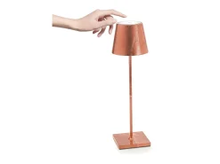 Lámpara de mesa LED Poldina Pro Foglia Copper recargable y regulable con batería de hasta 12 horas