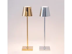 Lámpara de mesa LED Poldina Pro Micro Cromo Pulido recargable y regulable con batería de hasta 12 horas