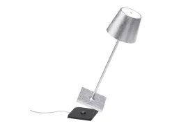 Lámpara de mesa LED Poldina Pro Silver Leaf recargable y regulable con batería de hasta 12 horas