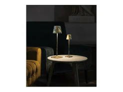 Lámpara de mesa LED Poldina Pro Air Force Blue Gold Leaf Craquelè recargable y regulable con batería hasta 12 horas