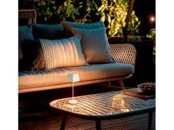 Lámpara de Mesa LED Portátil para Exterior Aluminio con Batería Recargable Willy Blanco