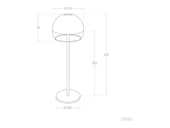 Lámpara de Mesa LED Portátil para Exterior con Batería USB Recargable Adair Negro