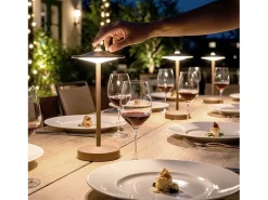 Lámpara de Mesa LED Portátil para Exterior Metal con Batería Recargable Milevani Marrón