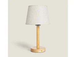 Lámpara de Mesa LED Portátil Madera con Batería USB Recargable Rowy Natural