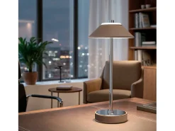 Lámpara de Mesa LED Portátil Cuero y Metal con Batería USB Recargable Tyu Limer Marrón