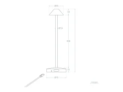 Lámpara de Mesa LED Portátil para Exterior Metal con Batería Recargable Magatzi Negro