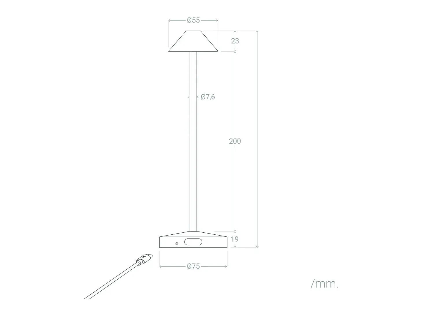Lámpara de Mesa LED Portátil para Exterior Metal con Batería Recargable Magatzi Negro