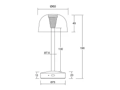 Lámpara de Mesa LED Portátil para Exterior Metal con Batería Recargable Lendora Smoke Terracota