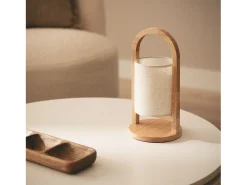 Lámpara de Mesa LED Portátil Madera con Batería USB Recargable Fragosa Natural