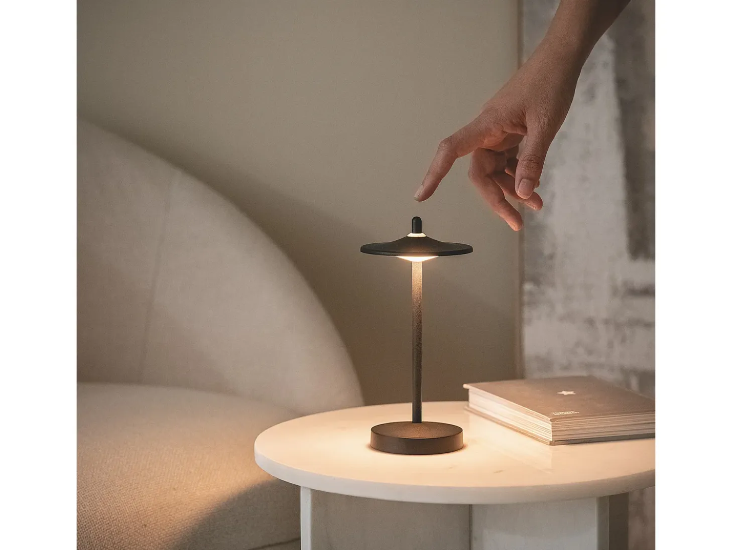 Lámpara de Mesa LED Portátil para Exterior Metal con Batería Recargable Milevani Negro