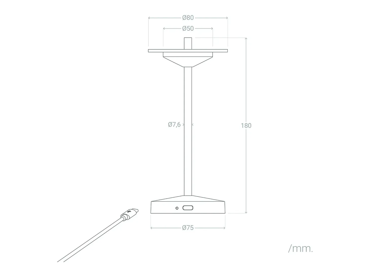 Lámpara de Mesa LED Portátil para Exterior Metal con Batería Recargable Milevani Negro