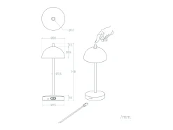 Lámpara de Mesa LED Portátil para Exterior Metal con Batería Recargable Pirinoa Blanco