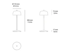 Lámpara de mesa LED recargable y regulable Zafferano CIRCE Corten