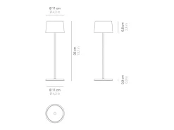 Lámpara de mesa LED recargable y regulable gris oscuro Olivia Pro
