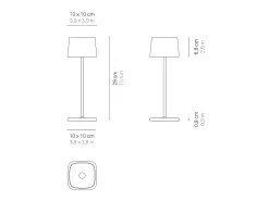 Lámpara de mesa LED recargable y regulable Zafferano Ofelia Pro White - 2200-2700-3000K - Potencia máxima 9h