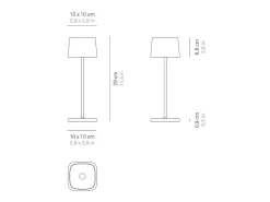 Lámpara de mesa LED recargable y regulable Ofelia Pro Corten