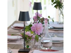 Lámpara de mesa LED recargable y regulable Poldina Pro Gris Oscuro con duración de batería de hasta 12 horas. Para uso exterior IP65