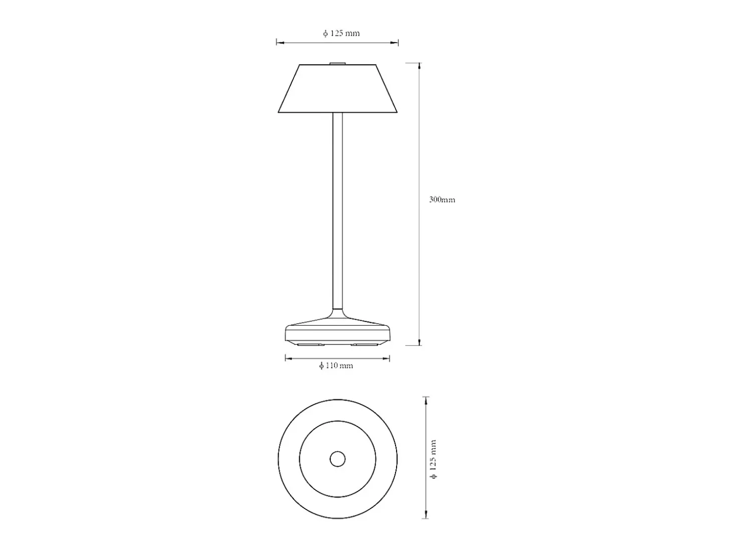 Lámpara de Mesa LED 3W Portátil con Batería USB Recargable Dipley Negro